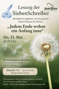 JoerißenKultur am 21.5.: Lesung der SiebenSchreiber
